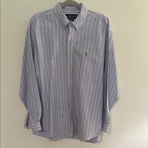 Polo Ralph Lauren Blue Orange Stripe Button Down Men’s Shirt Size XL